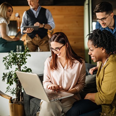 diverse coworkers discuss business